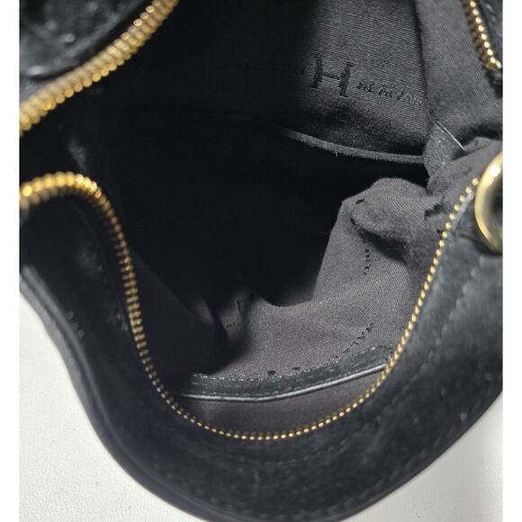 Halston Heritage Black Leather Shoulder Hobo Bag Purse - Picture 16 of 16